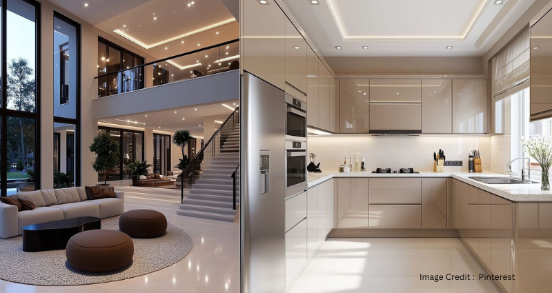 Neutral color palette in a luxury living room