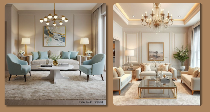 cozy living room with accent wall and warm lighting