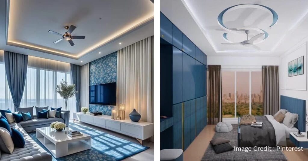 Modern hall tray ceiling with recessed lights