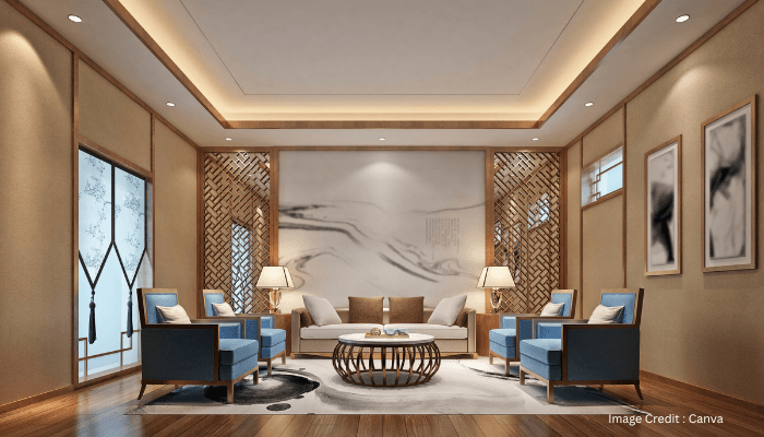 Modern 2BHK living room interior design in India