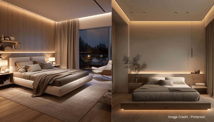 POP false ceiling design with LED lighting for Indian Bedroom