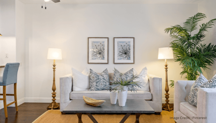 Modern 2BHK living room interior design in India