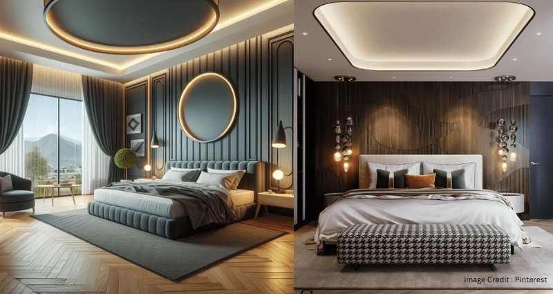 POP false ceiling design with central chandelier