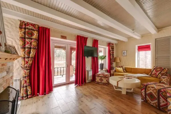 Modern Sheer Curtain Designs Layered with Dark Drapes for Living Room in India