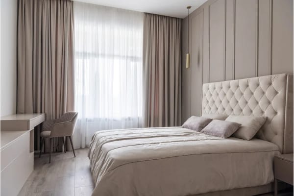 Neutral-Toned Linen Modern Curtain Designs for Living Room in a Sunlit Indian Home