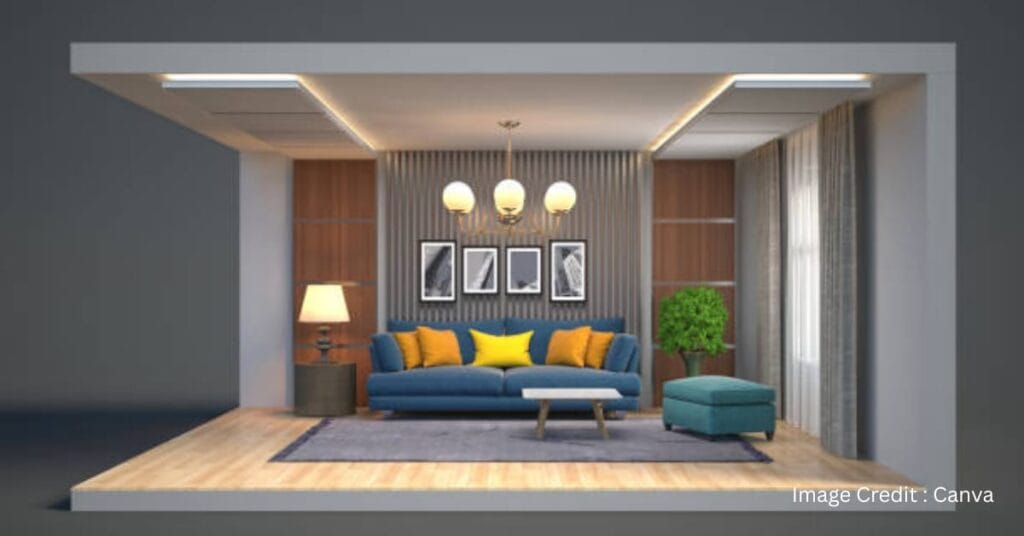 Gypsum single-layer ceiling in compact Livingroom