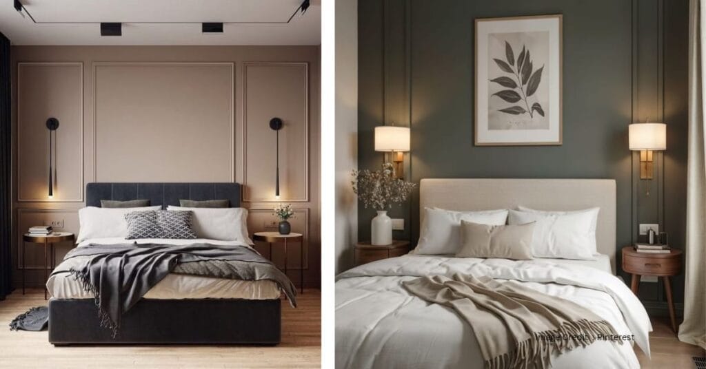 Elegant beige and white bedroom colour combination for Indian homes