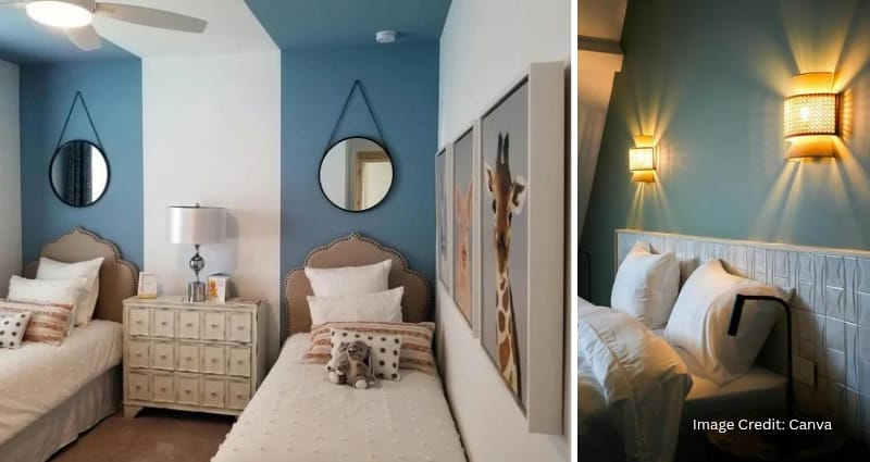 Woven macrame wall hanging in boho style room