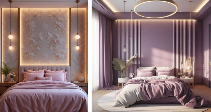 Couple bedroom with paired items and pink decor