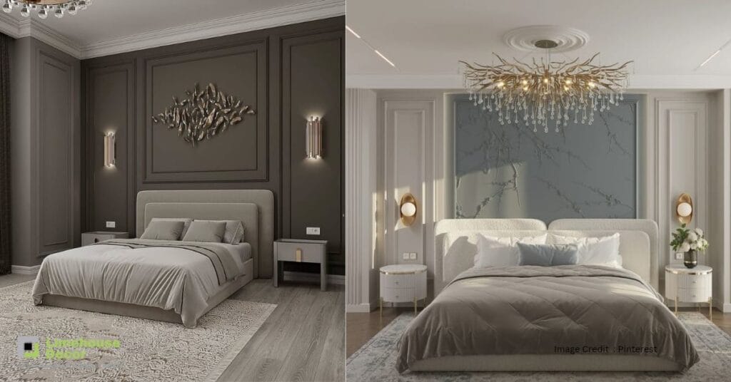 Warm and cozy peach and cream bedroom for a dreamy makeover