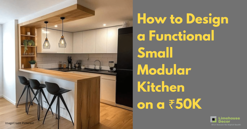 Cost-effective materials used in a small modular kitchen under ₹50K