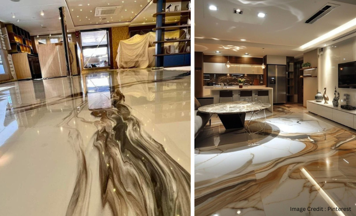 Customized metallic epoxy design with smooth finish