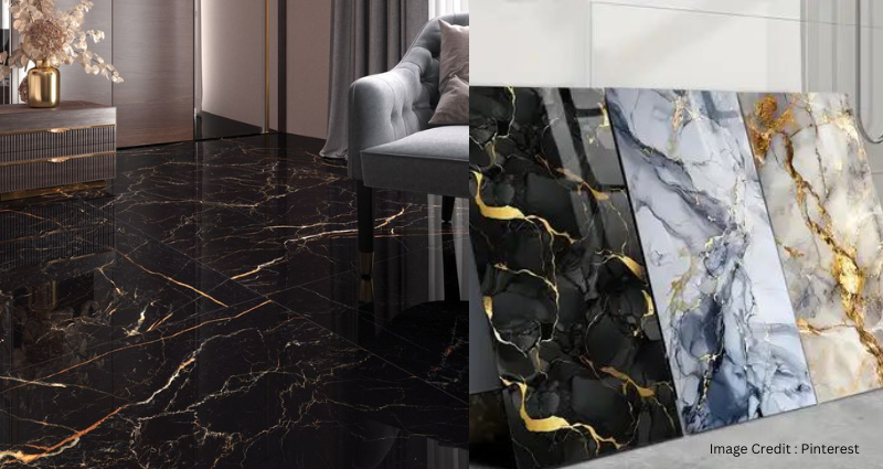 Affordable geometric pattern tiles for hall interior