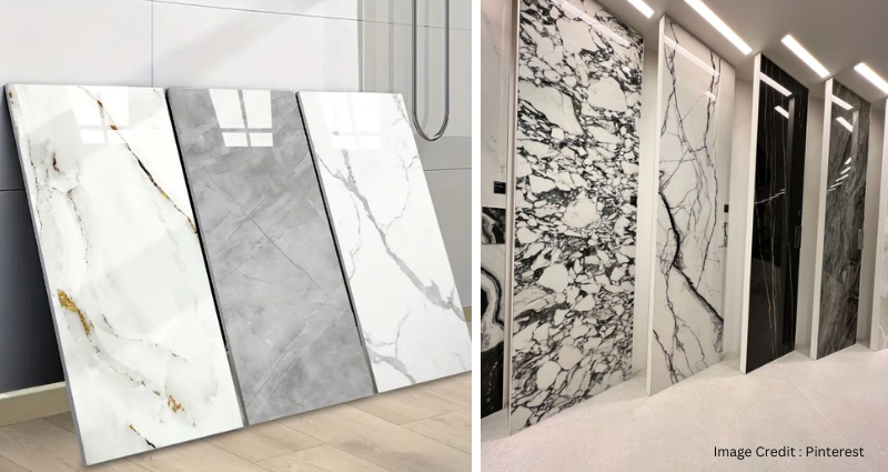 Glossy white floor tiles in a luxurious hall setting