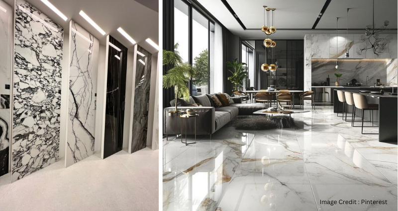 Vitrified tile flooring in an Indian living room