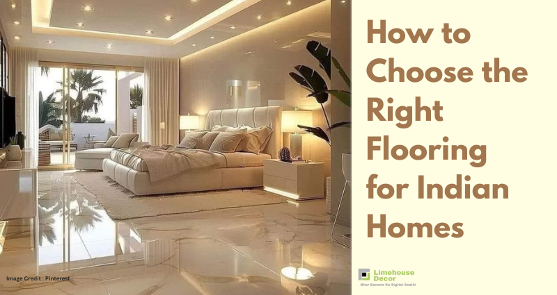 White marble flooring in Indian-style bedroom