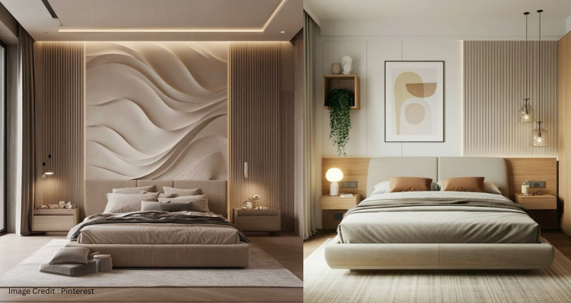 Neutral paint colors in a small Indian bedroom