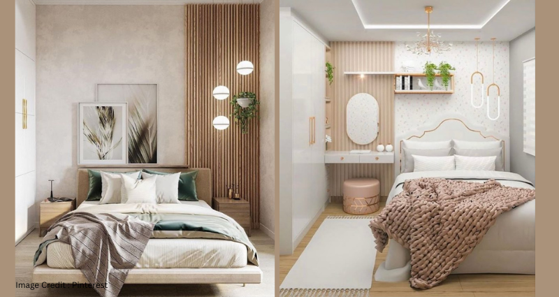 Cozy small bedroom with layered curtains and soft lighting