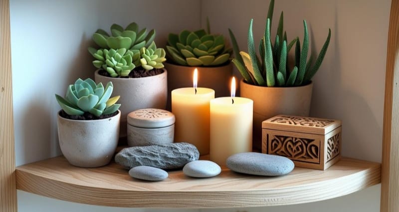 Budget home décor with indoor plants and table accessories