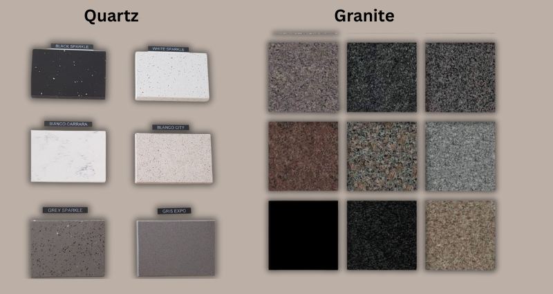 Comparison of quartz and granite 