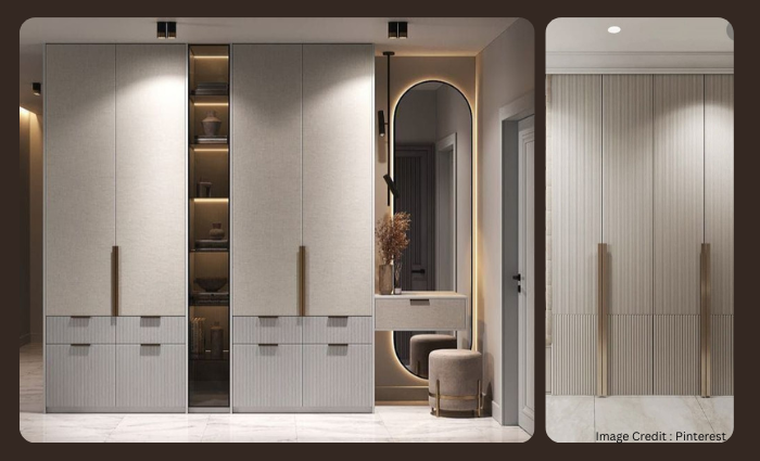 Compact corner cupboard for small bedroom layout