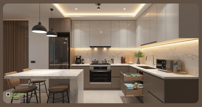 Indian style small modular kitchen design L-shaped layout 