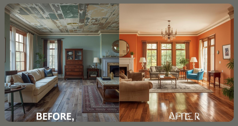 Before and after custom home renovation transformation in 2025