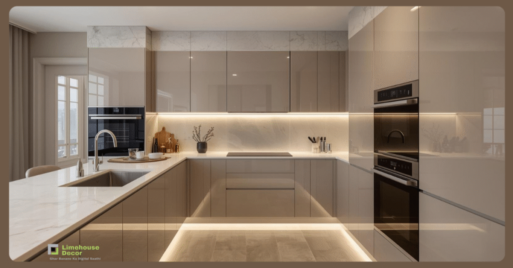 Luxury L Shape Modular Kitchen Designs with premium finishes