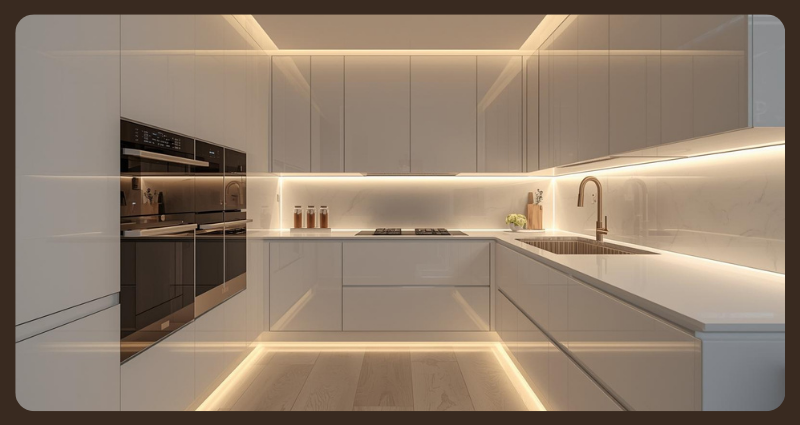 Luxury L Shape Modular Kitchen Designs with premium finishes