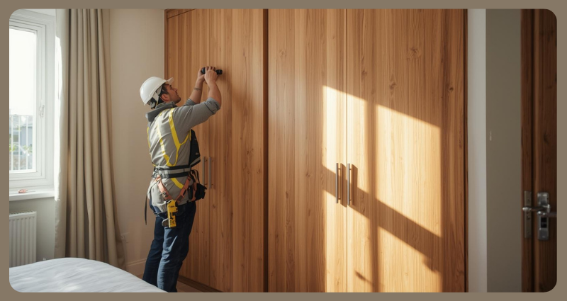 Wardrobe installation by professional turnkey interior contractor.
