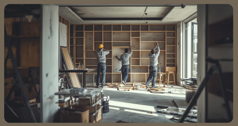 Professional contractor supervising interior construction.