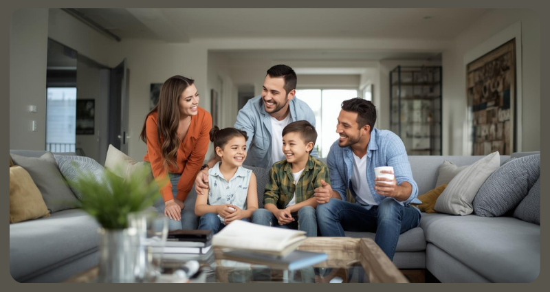 Satisfied clients with their interior construction contractor.