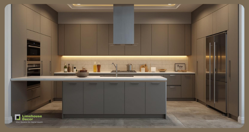 Modular kitchen with laminate finish and granite countertop – budget renovation idea