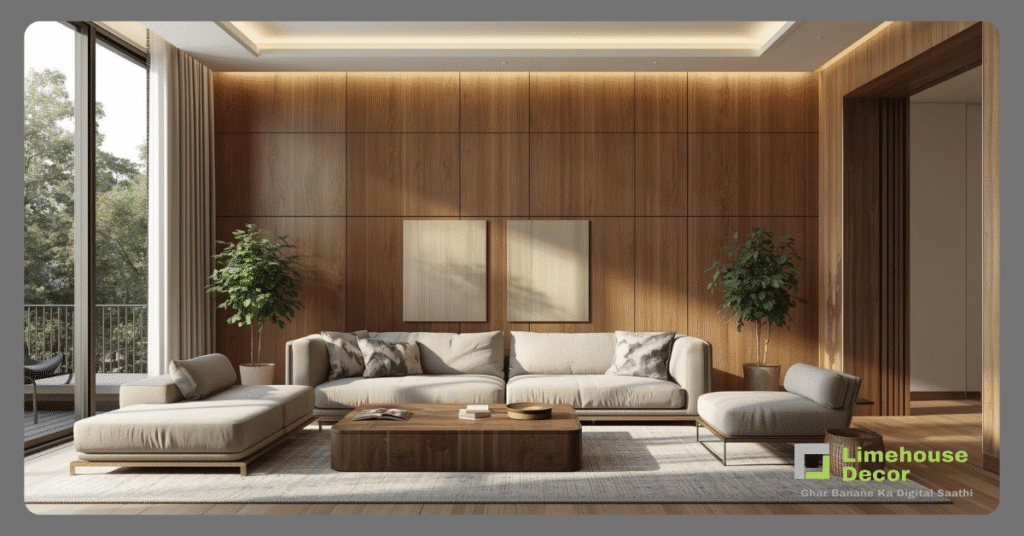 Modern living room PVC wall panel design