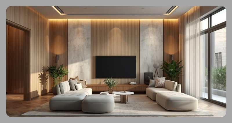 Modern living room PVC wall panel design