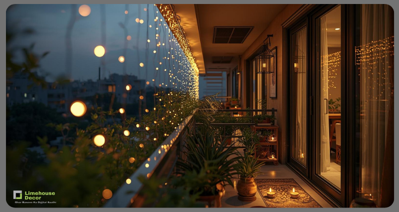 Eco friendly Diwali lighting ideas with solar and bamboo décor.
