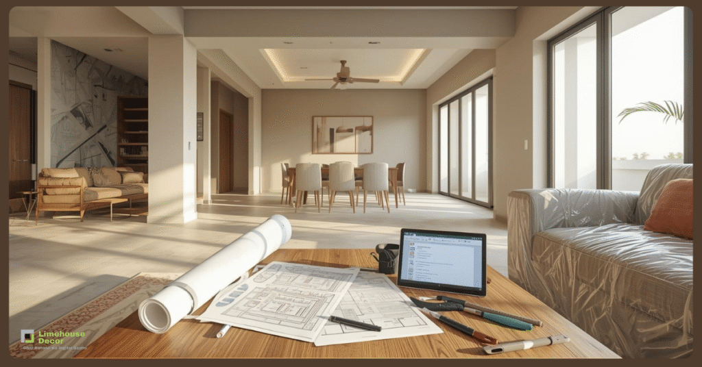 Modern Indian Living Room Renovation with Floor Plan and Checklist