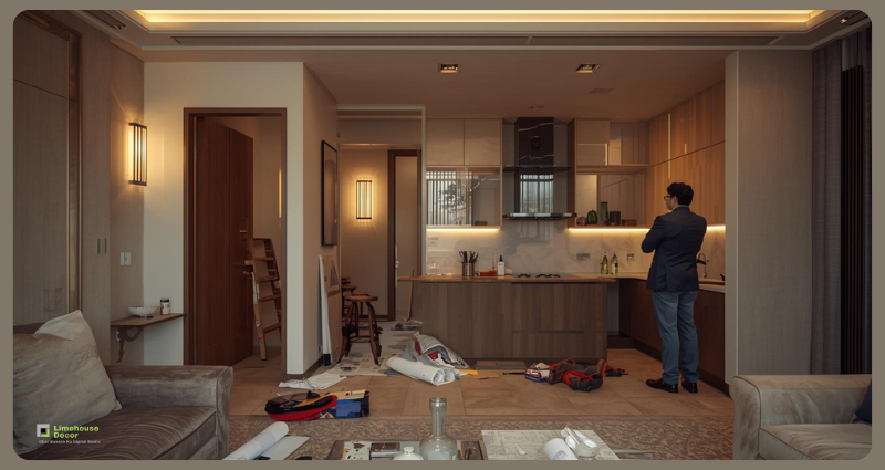 Interior designer supervising a modern home project in Delhi