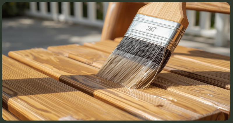 Applying clear sealer to protect outdoor furniture paint