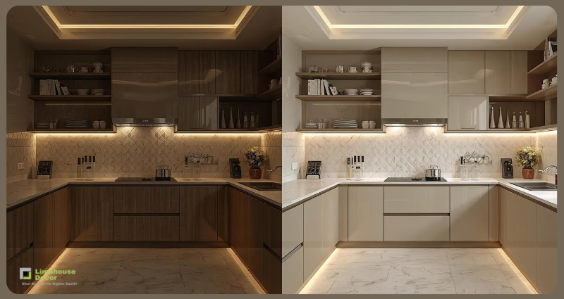 Modular kitchen makeover during old flat renovation