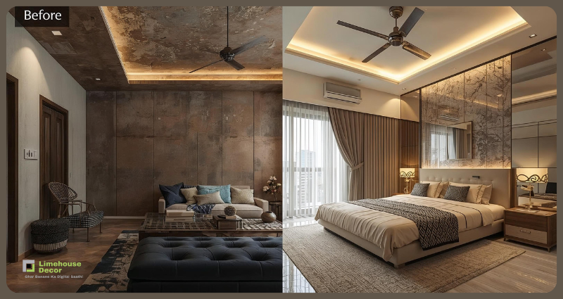 Modern bedroom design in old flat renovation