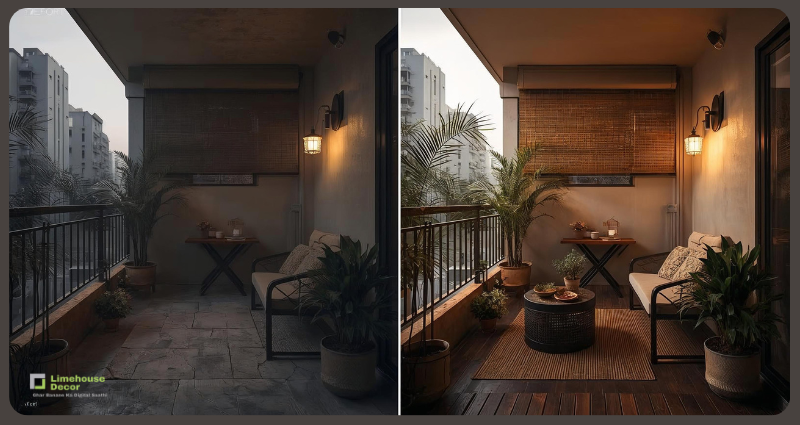 Balcony and utility space ideas in old flat renovation