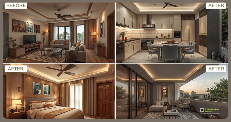 Old flat renovation before and after ideas India