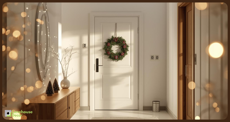 Tartan plaid wreath decor ideas for Christmas entrance.