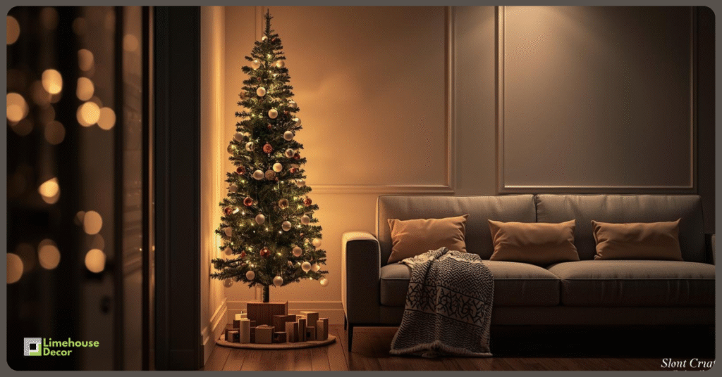 slim christmas tree decor ideas for small apartments india