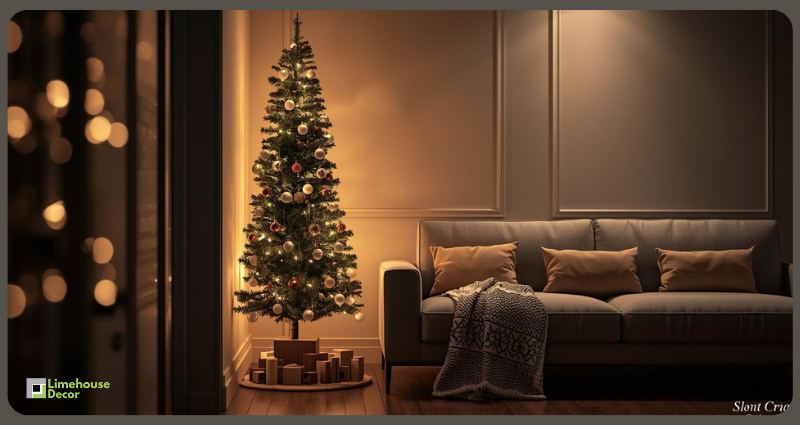 slim christmas tree decor ideas for small apartments india