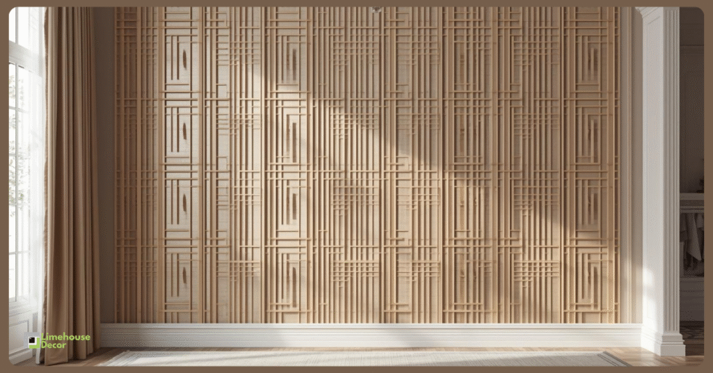 Modern ribbon grid wall design using satin ribbons in 2025
