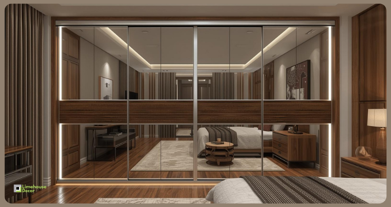 Sliding wardrobe cost in India with mirror finish