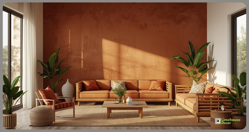 Terracotta accent wall Indian home wall colour ideas 2025
