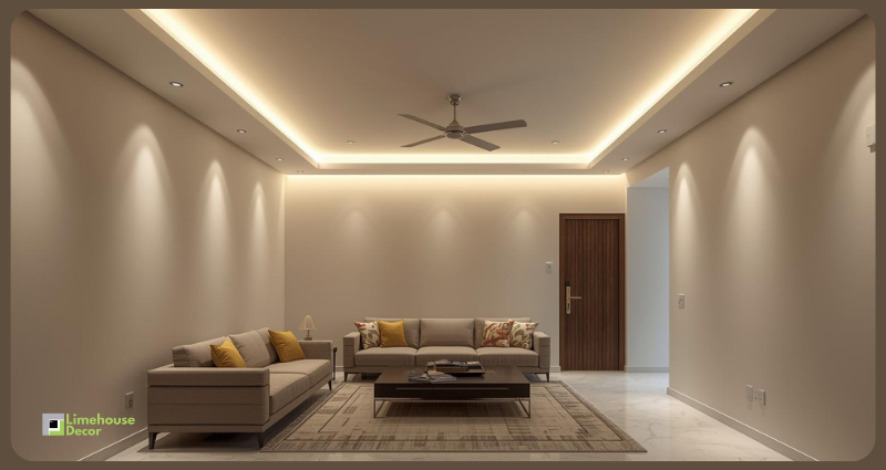 false ceiling design for living room with LED lighting